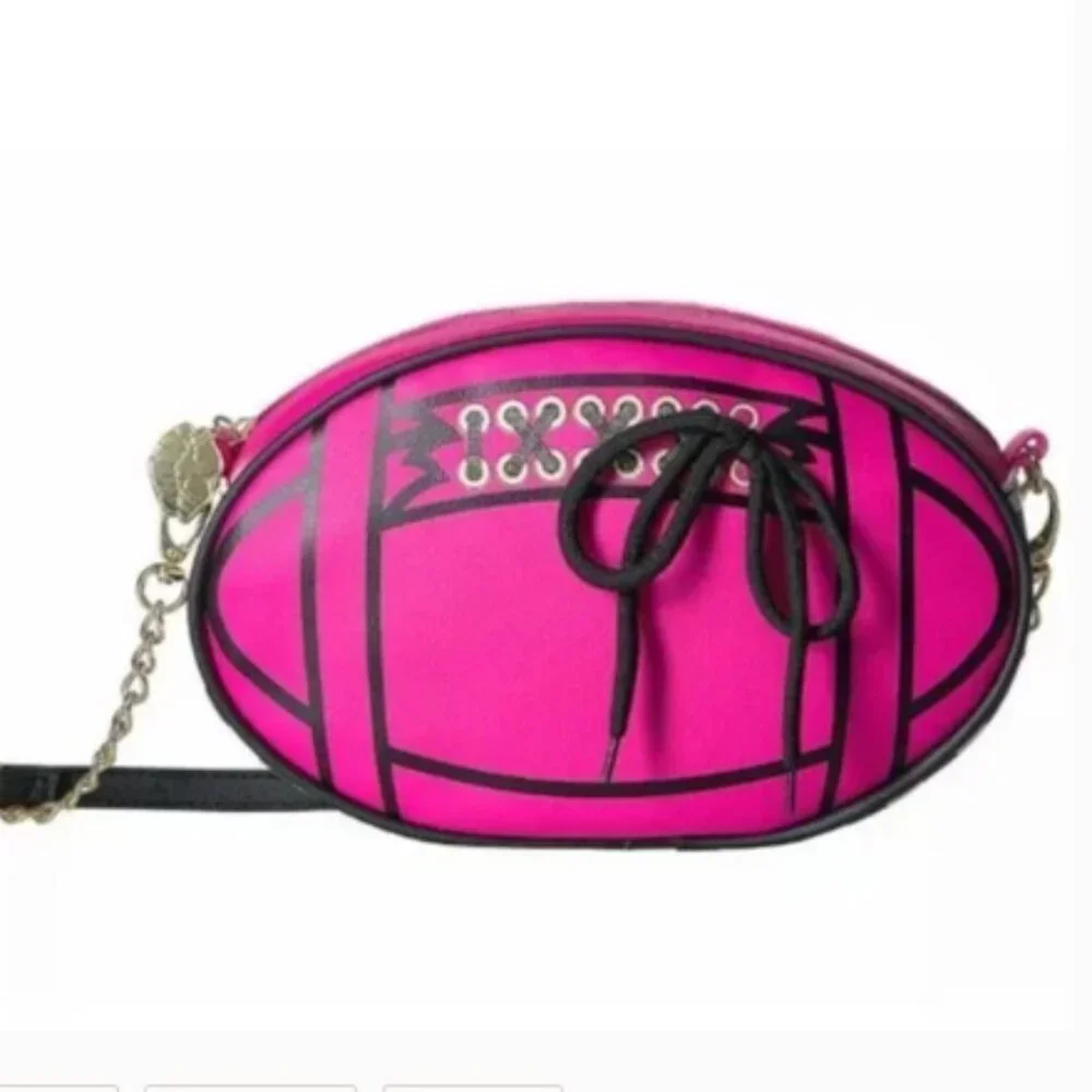 Betsey Johnson Fuchsia Football Crossbody - Picture 3 of 9